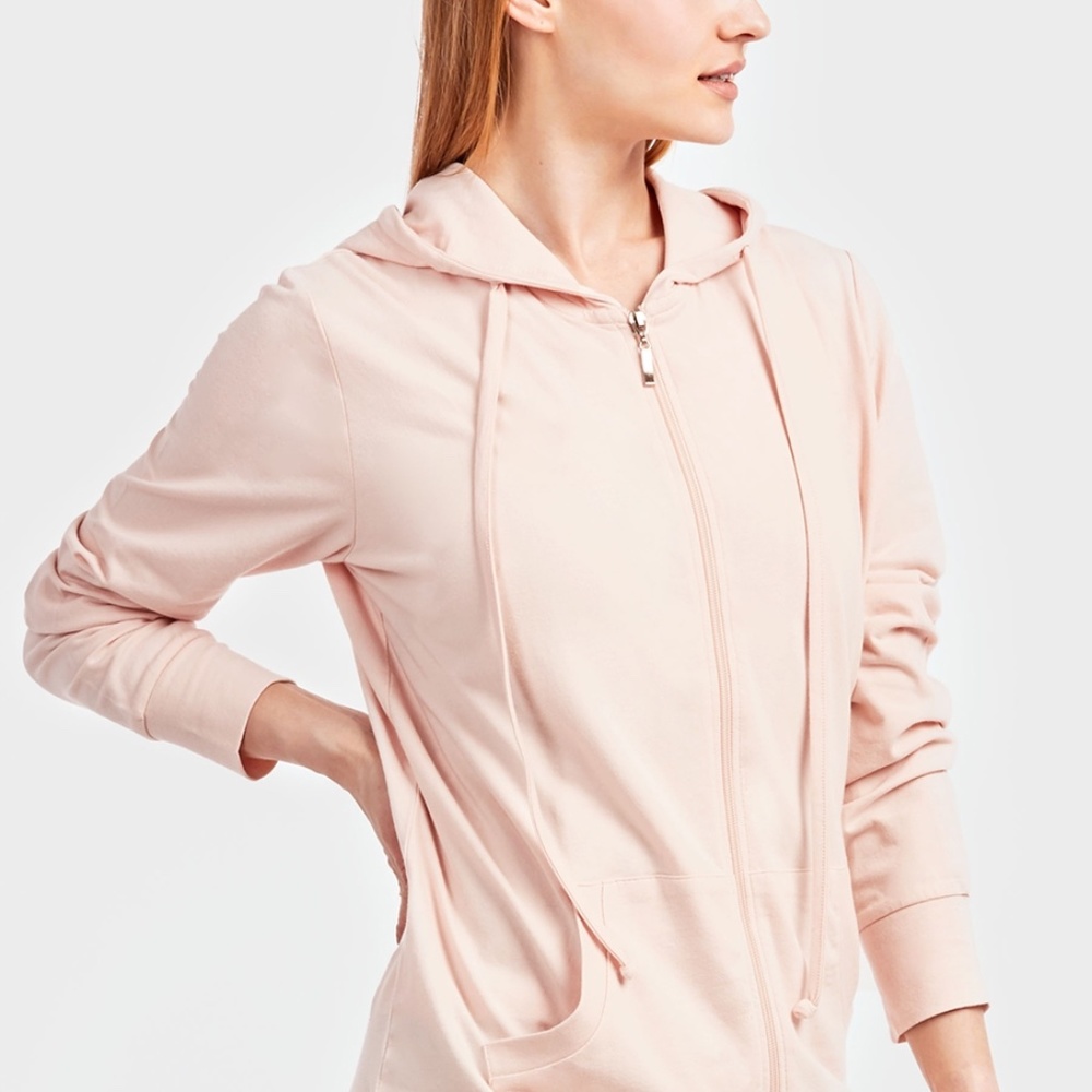 $10 SALE Women's Cotton Blend Lightweight Zip Up Hoodie Sweater HDC7000 Blush - Picture 2 of 4